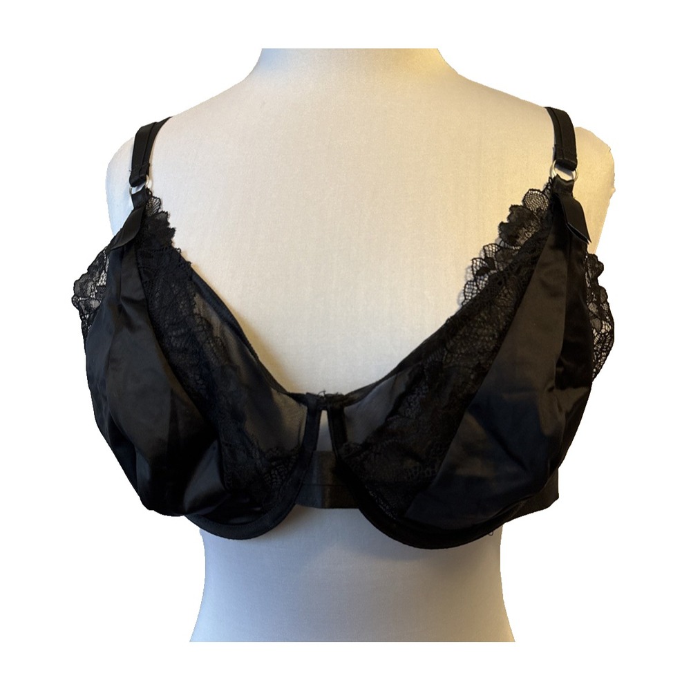 Torrid Curves NWOT Push Up Mesh Lace Satin Black Strappy Bra Women's Plus 3 Sexy